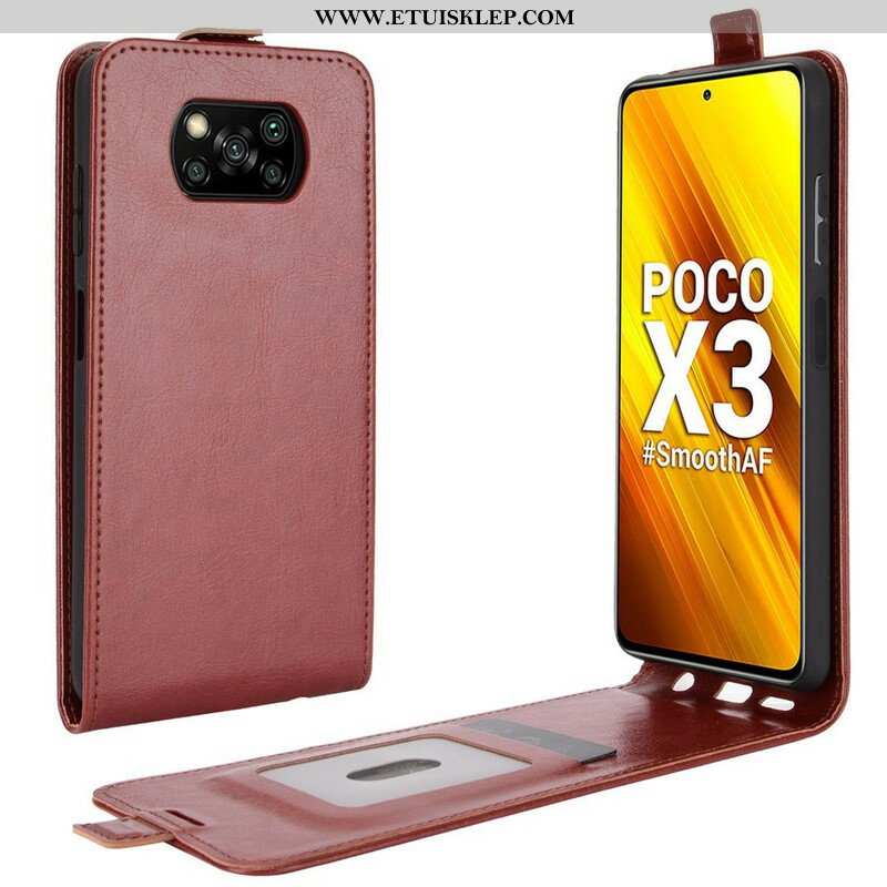 Etui Folio do Poco X3 / X3 Pro / X3 NFC Skórzany Futerał Pionowa Klapa Z Efektem Skóry